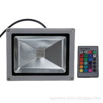 RGB 50W LED Floodlight, IP65 Waterproof, Ideal for Garden, with 24-key Remote Silver Shell